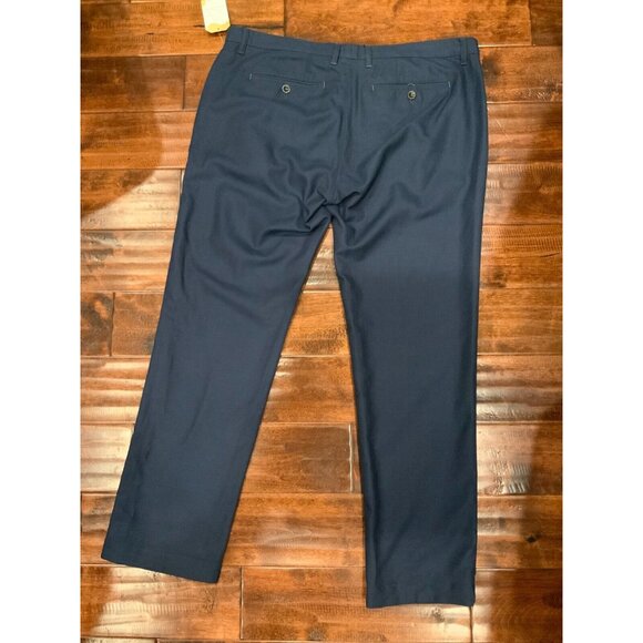 Ted Baker Cazzman Men's Dark Blue Linen Blend Flat Front Slim Fit Pants Size 40 - Picture 5 of 6